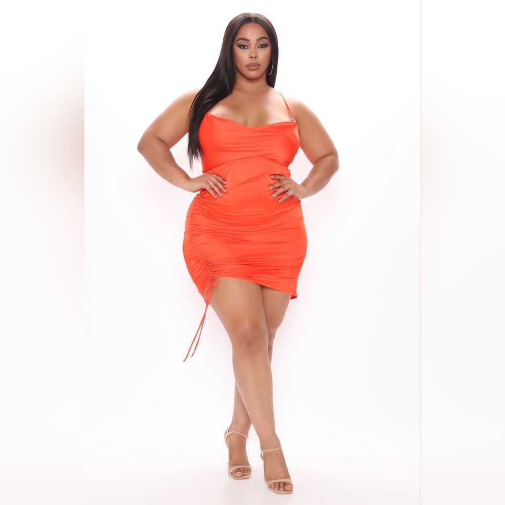 SATIN MINI DRESS- ORANGE  3X